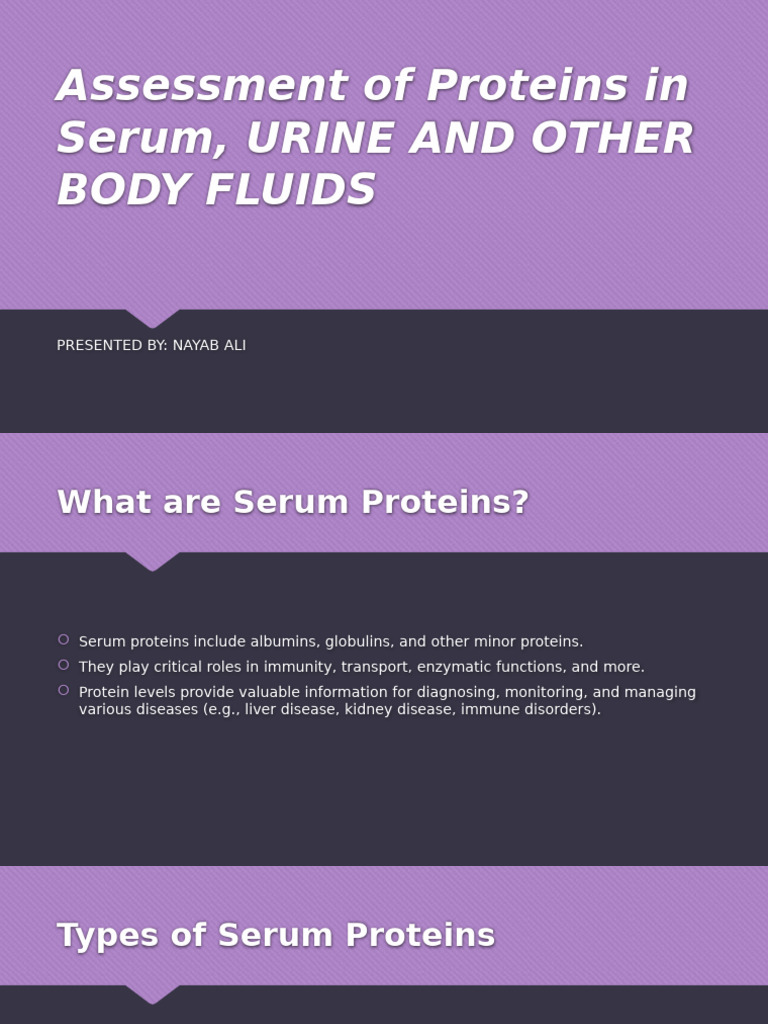 Assessment of Proteins in Serum, URINE and | PDF | Kidney Disease ...
