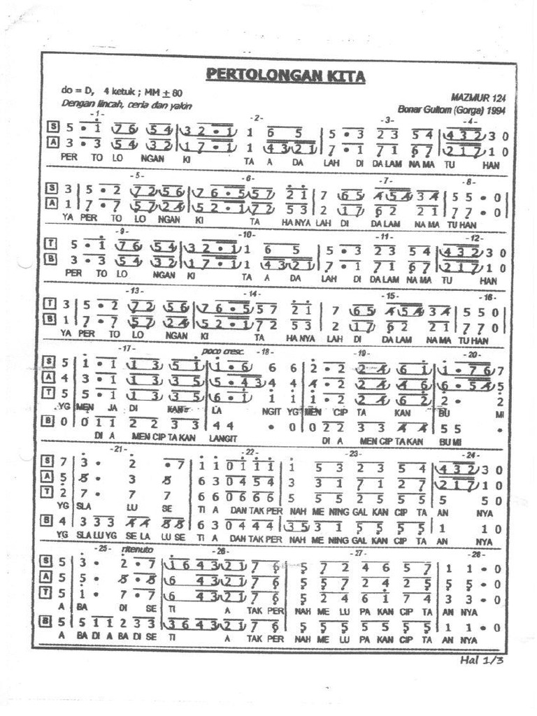 Partitur Pertolongan Kita | PDF