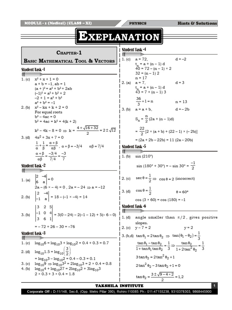 Basic Math and Vector Solutions Guide | PDF | Classical Geometry ...