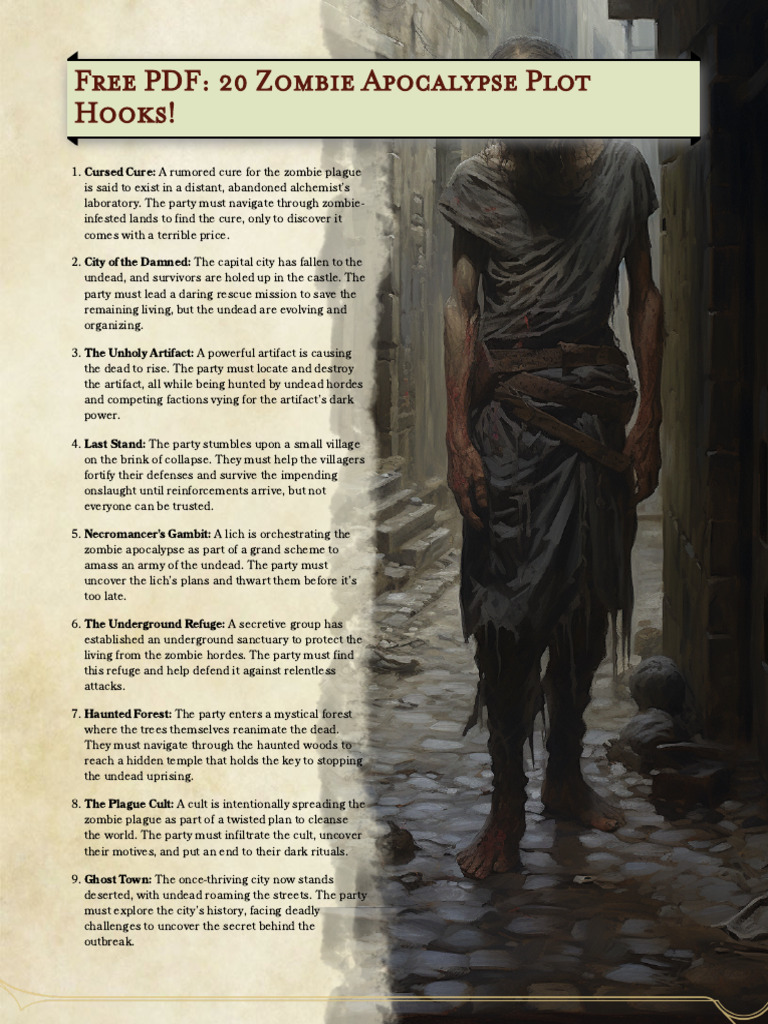 Zombie Apocalypse Adventure Hooks | PDF | Zombies
