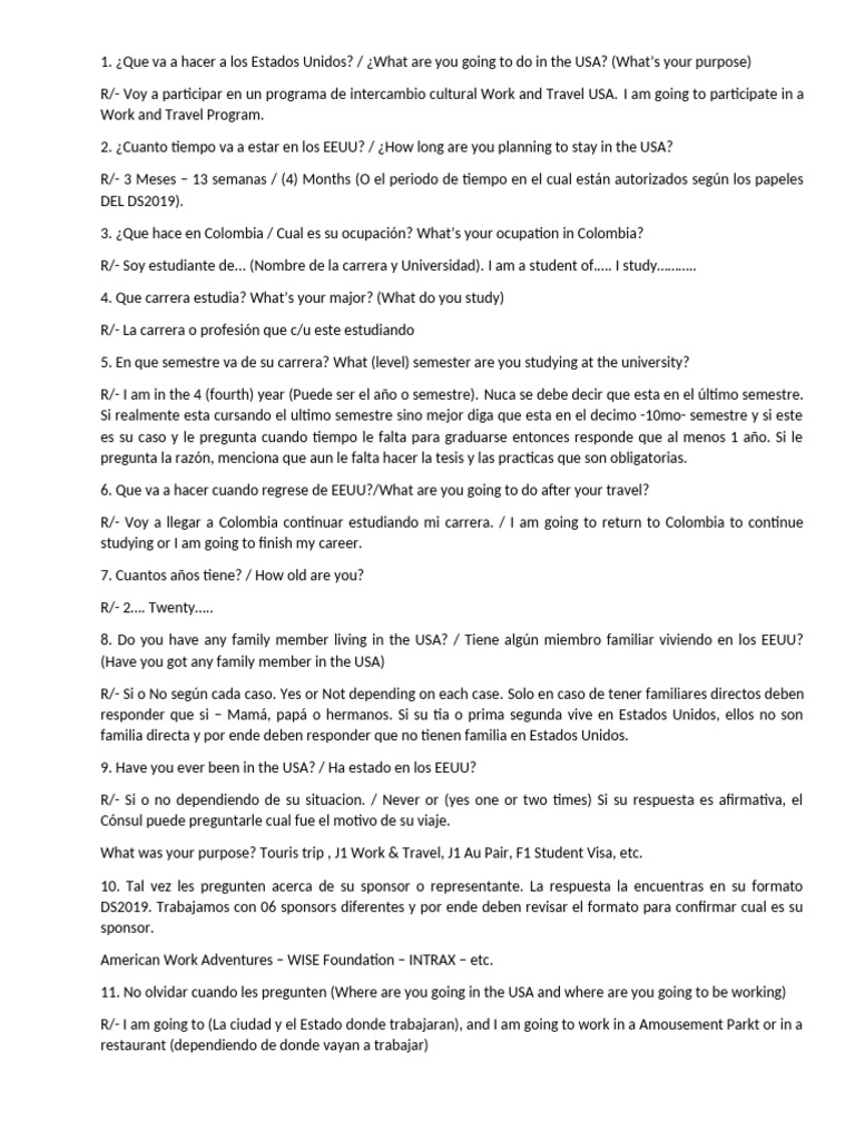 Preguntas frecuentes sobre el programa Work and Travel USA | PDF ...