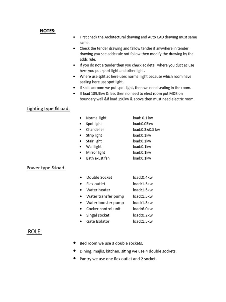 Electrical Load and Lighting Guidelines | PDF | Manufactured Goods ...
