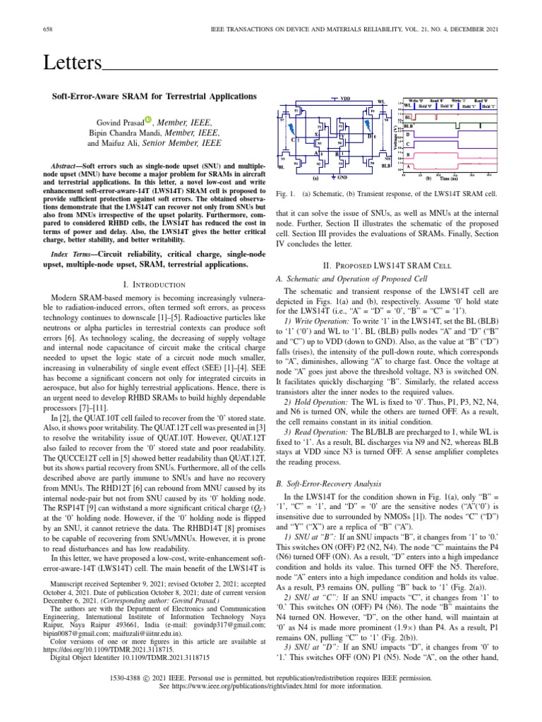 Soft-Error-Aware SRAM Design | PDF | Electricity | Electronics