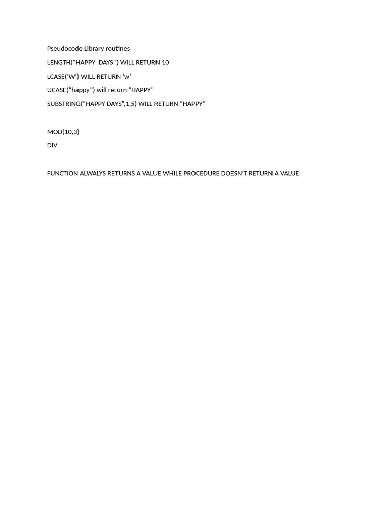 Pseudocode Library Routines | PDF | Foreign Language Studies | Teaching ...