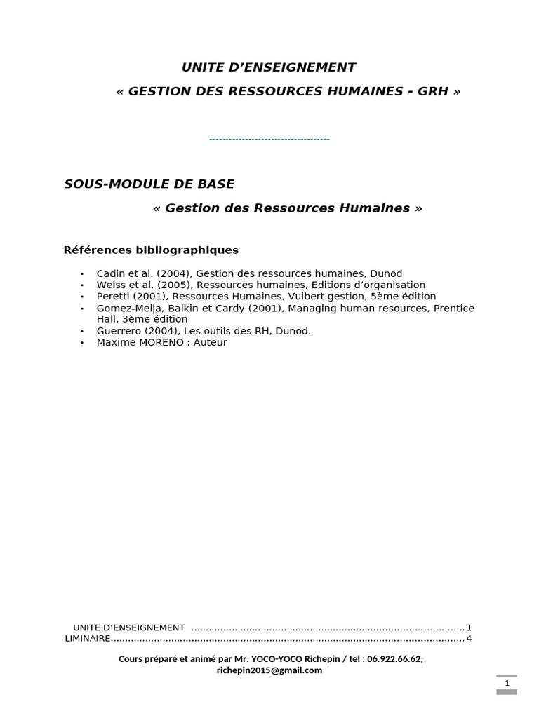 Gestion des Ressources Humaines : Guide Complet | PDF | Gestion des ...