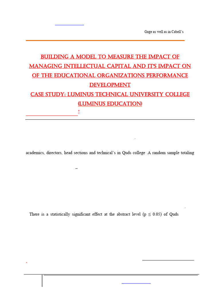 Building A Model To Measure The Impact of Managing Intellectual Capital ...