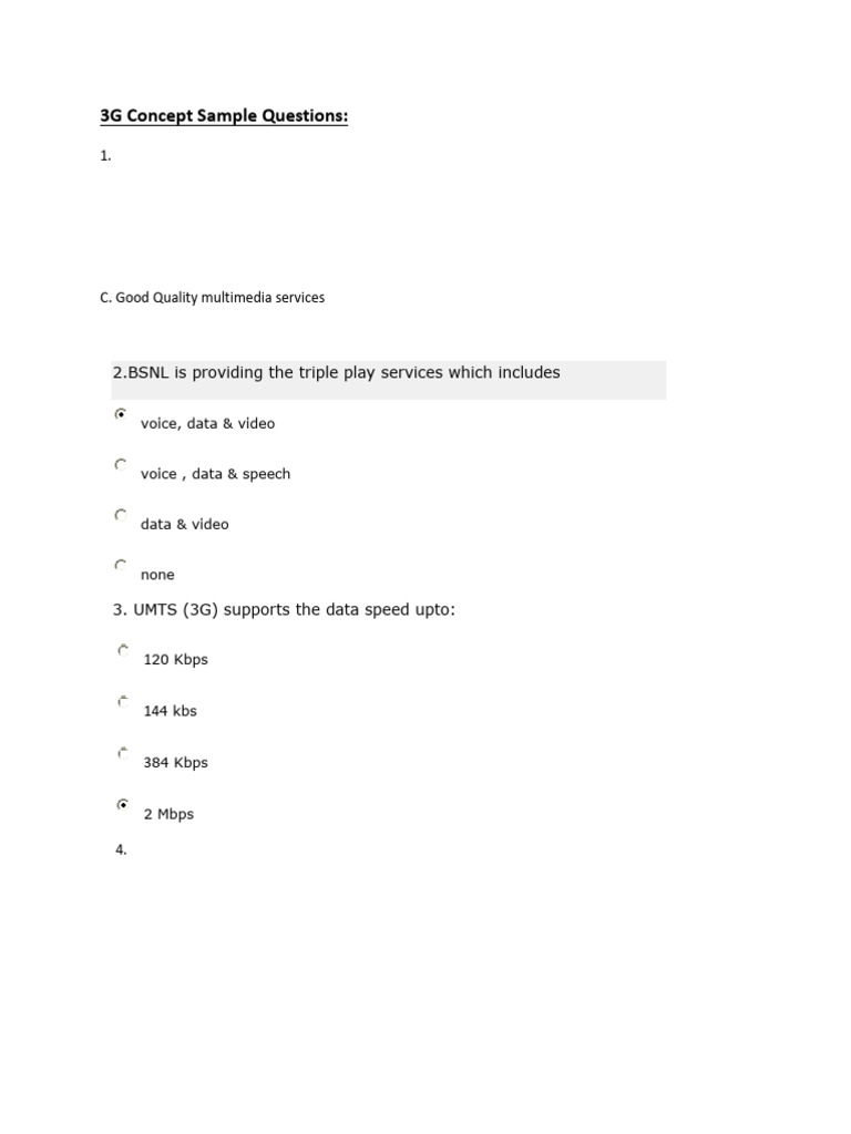 3G Concept Ques | PDF | Technology & Engineering