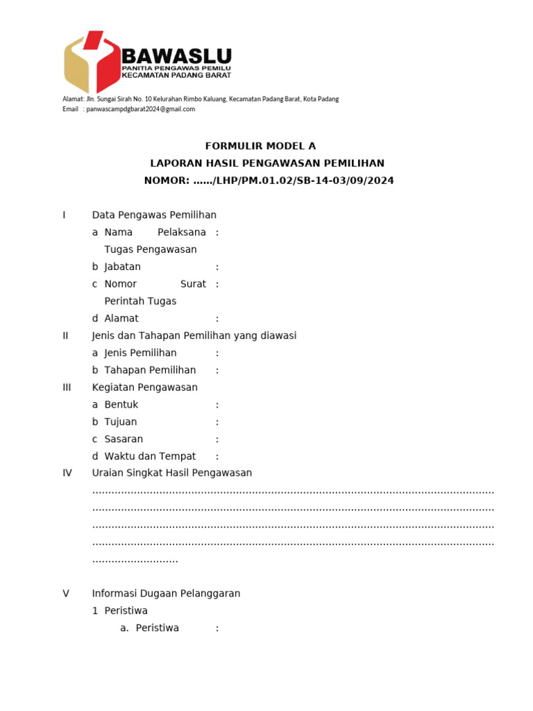 Contoh Form A Terbaru | PDF