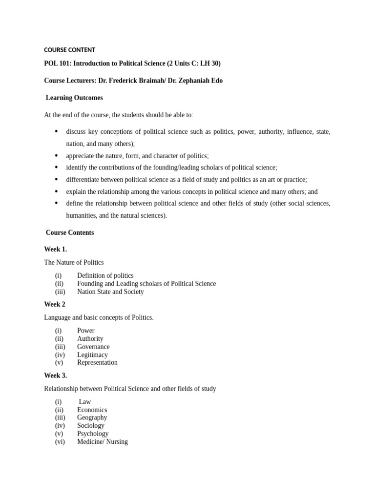 POL 101: Intro to Political Science | PDF | Science | Separation Of Powers