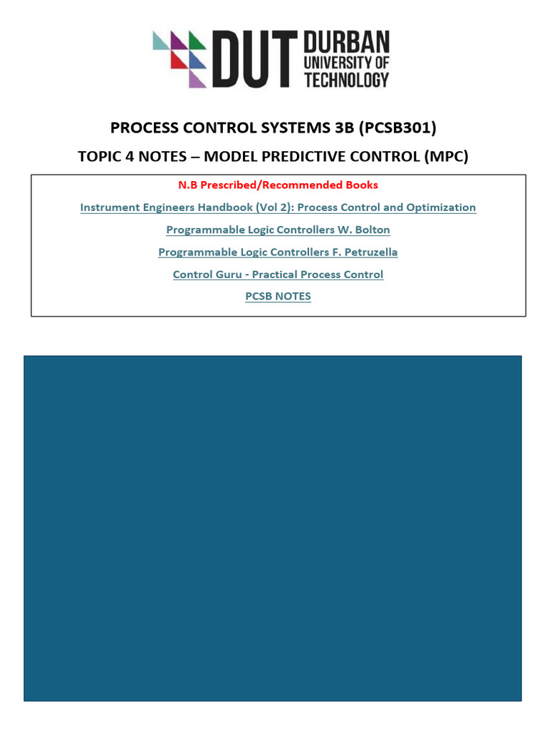Topic 4 Notes - Model Predictive Control (MPC) | PDF | Dependent And ...