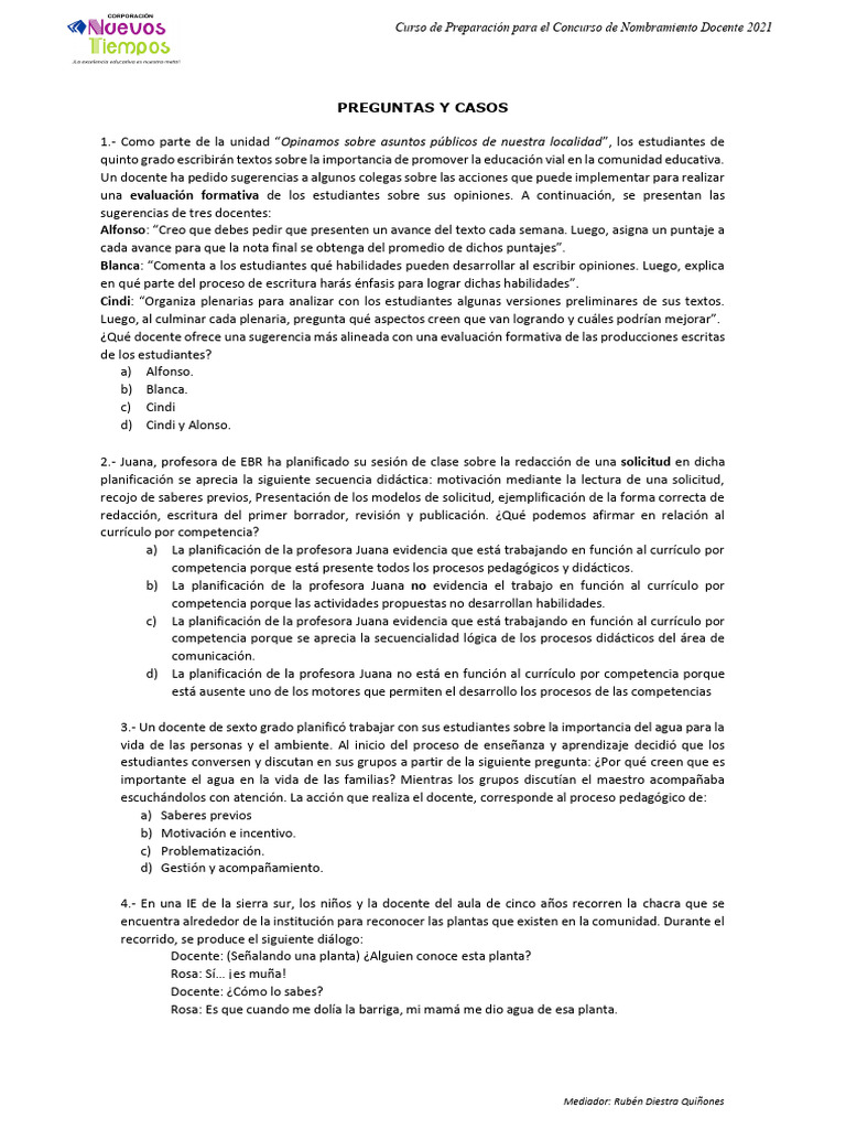 Casuistica Sobre Enfoque y Procesos Pedagógicos | PDF | Maestros | Plan ...