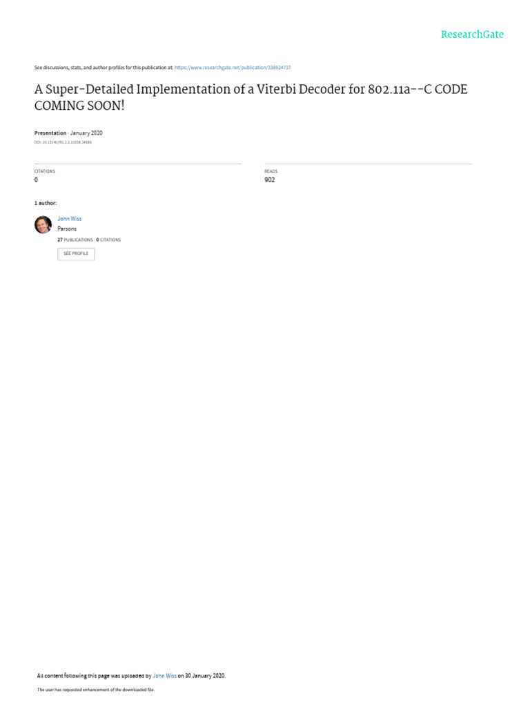 Viterbi Decoder Design for 802.11a | PDF | Computer Data | Computer Science
