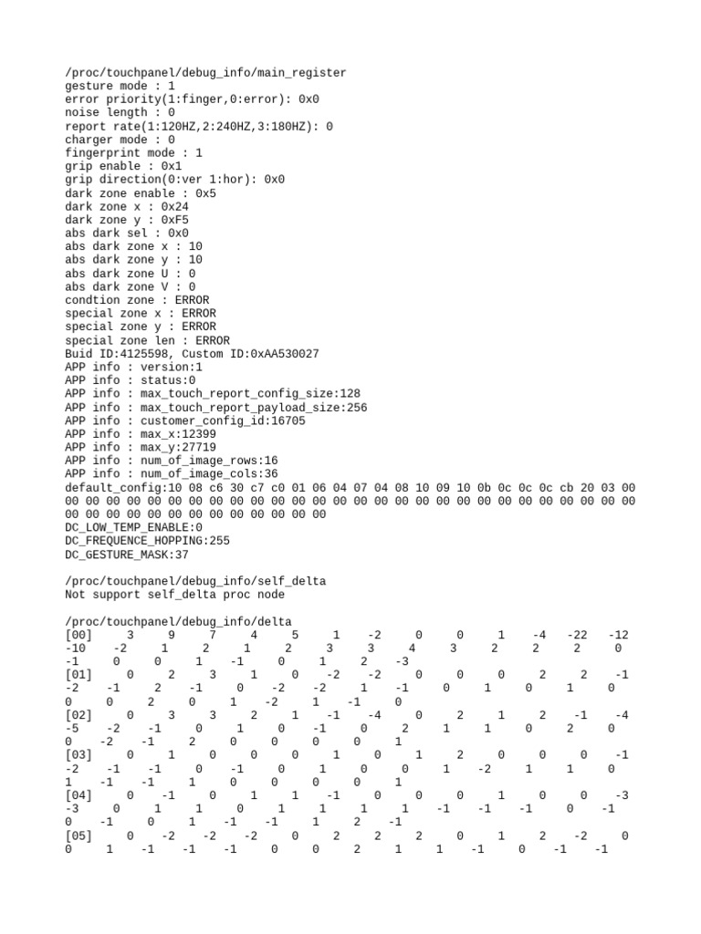 Touchpanel Debug Info Report | PDF