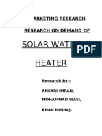 Solar Water Heater: Marketing R Esearch Research On Demand OF