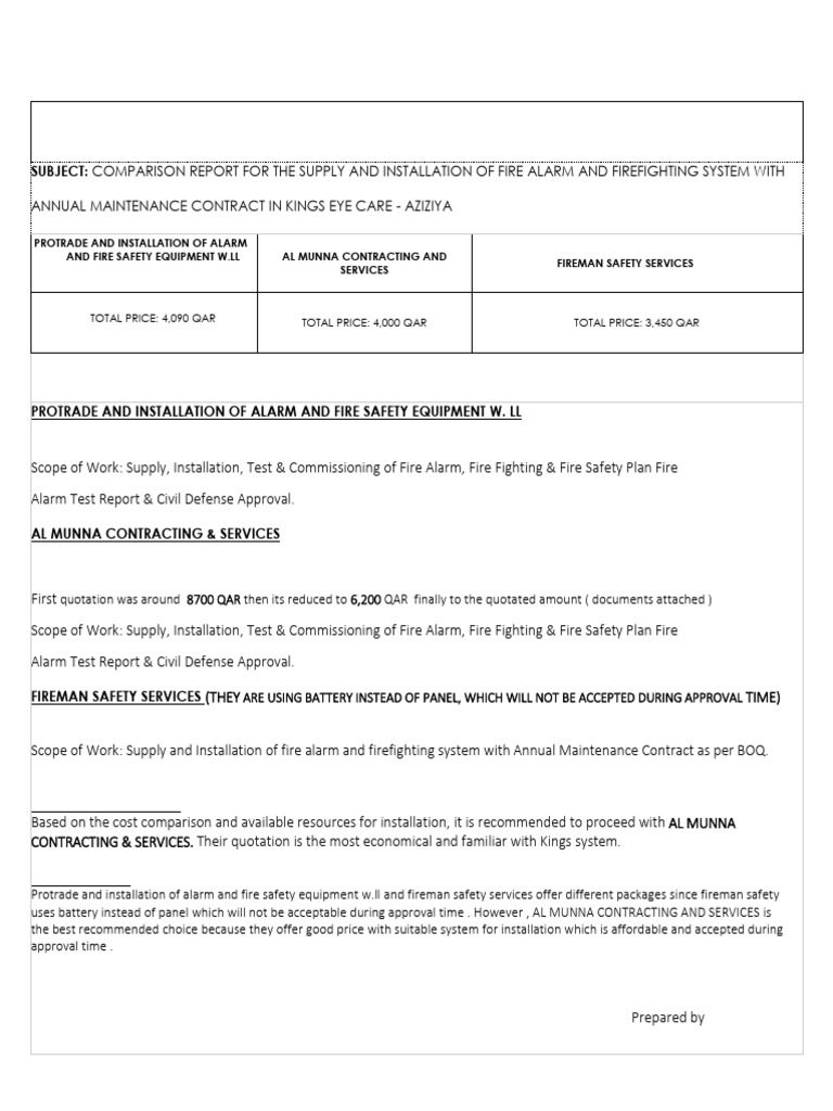 COMPARISON REPORT | PDF