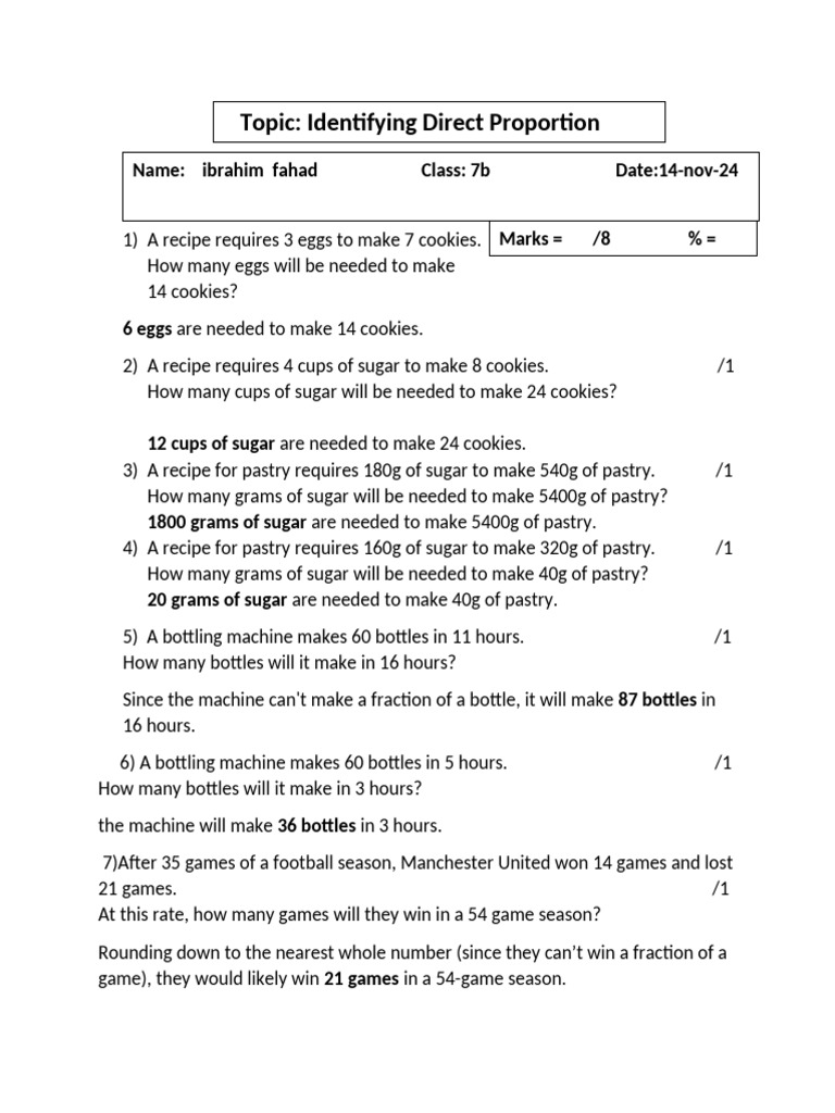 Assignment #1 ( Direct proportion) | PDF
