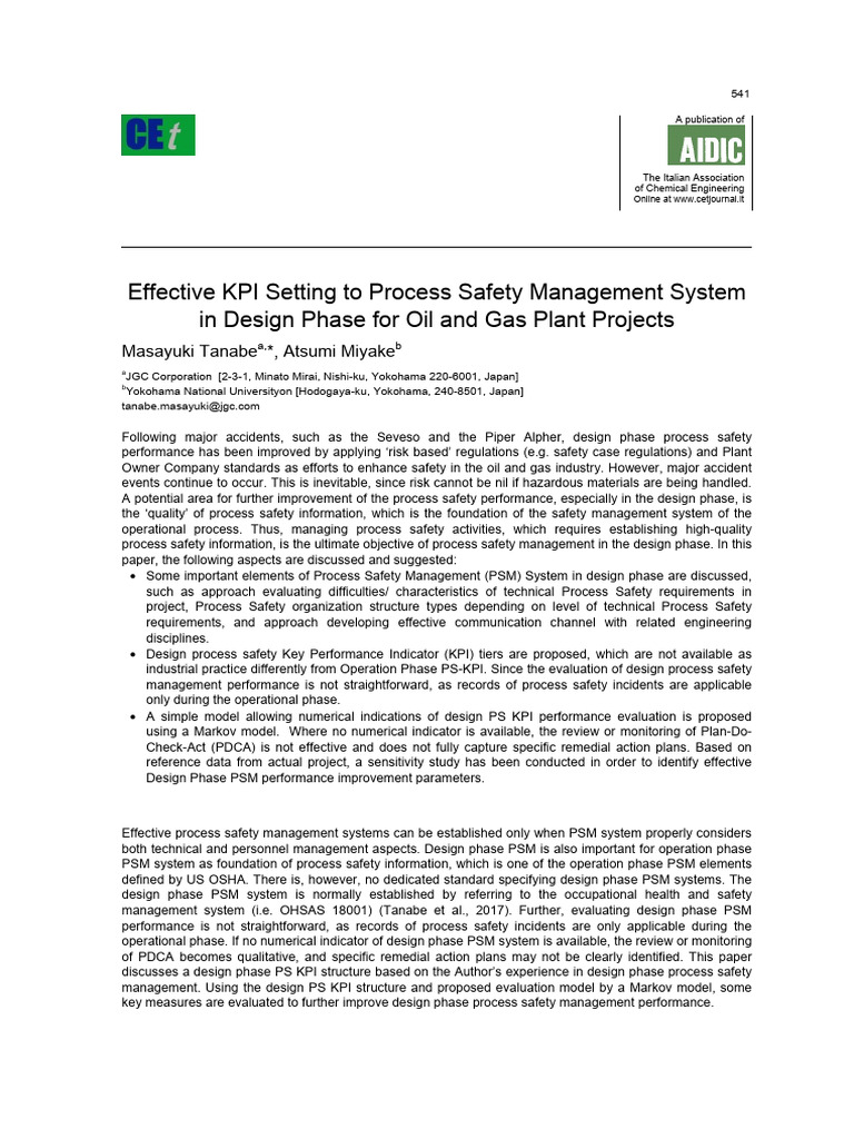 Effective KPI Setting To Process Safety Management System | PDF | Risk ...