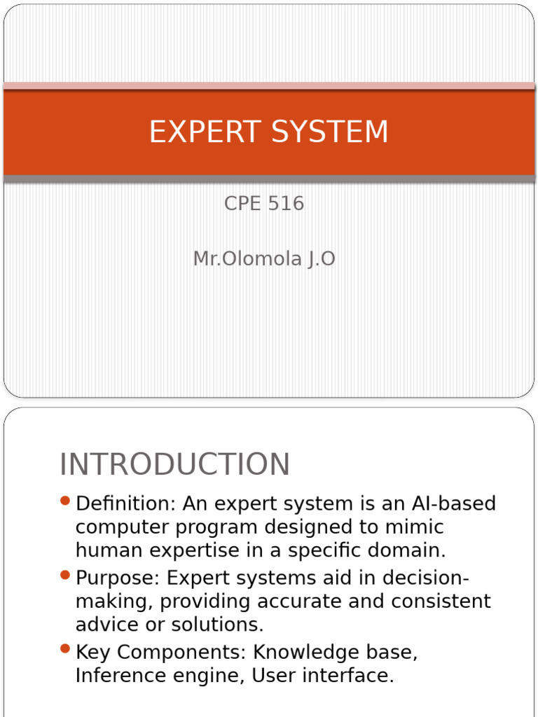 Expert System Class 1 | PDF | Expert | Decision Making