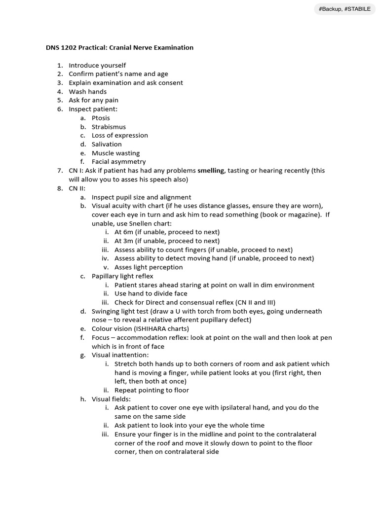 Cranial Nerve Examination Guide | PDF | Nervous System | Human Anatomy