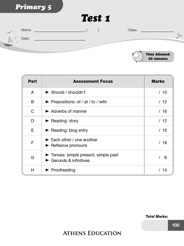 Test 1: Assessment Focus Marks | PDF | Language Mechanics | Language ...