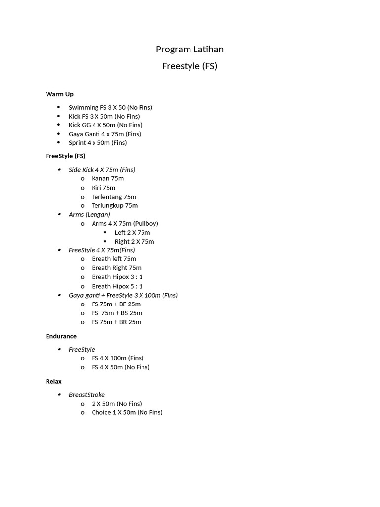 50 Freestyle Training Program | PDF