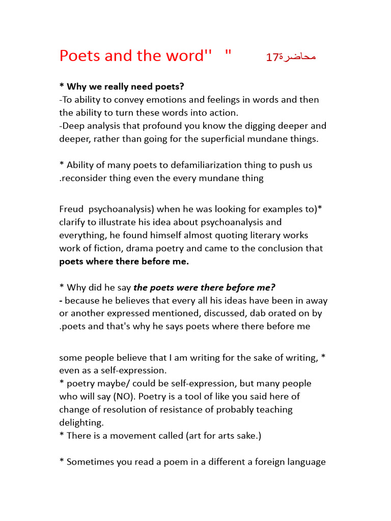 The Role of Poets in Self-Expression | PDF | Prophets And Messengers In ...