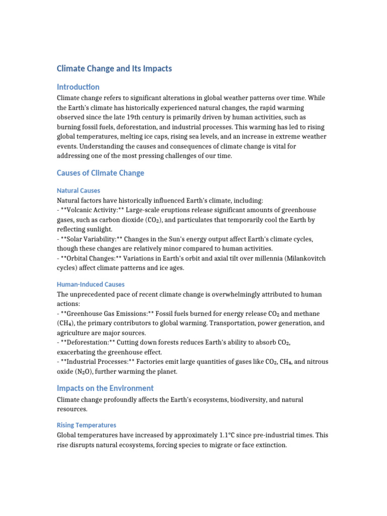 Climate Change: Causes and Impacts | PDF | Climate Change | Earth