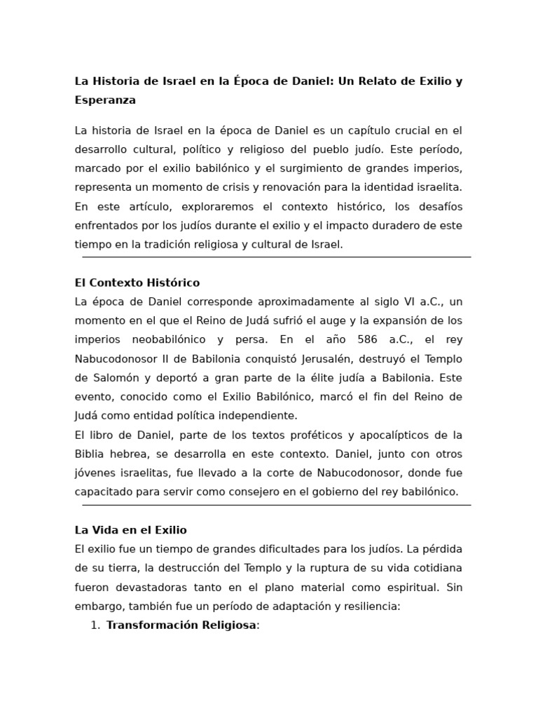 Historia de Israel en el Exilio de Daniel | PDF | Cautiverio babilónico ...