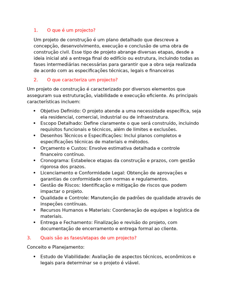 O que é um projecto | PDF | Engenharia Civil | Planejamento urbano