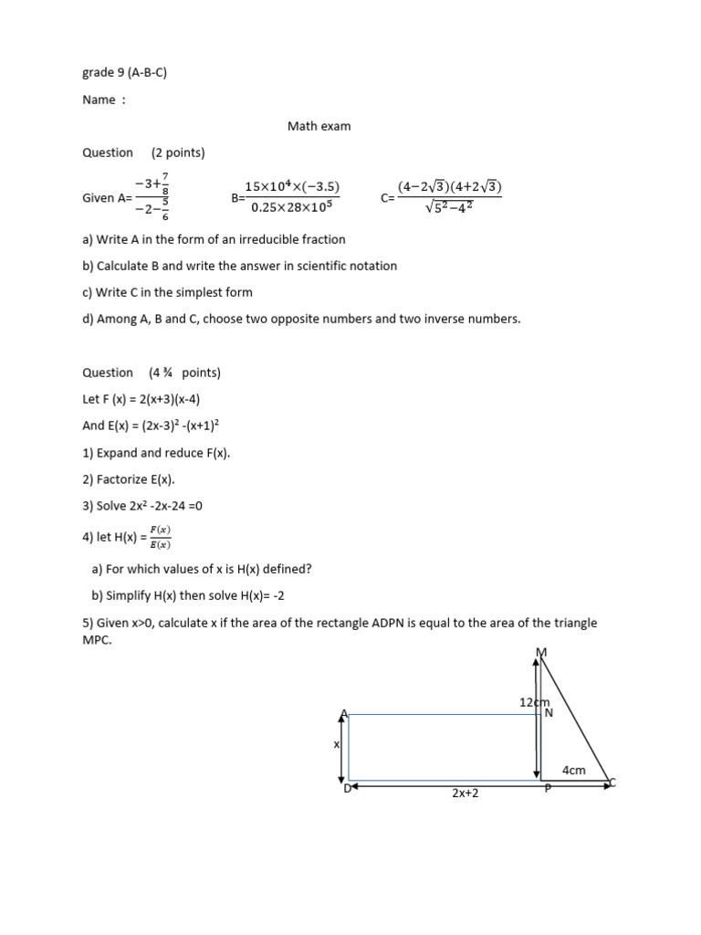 Final Exam g9 2020-2021 | PDF | Triangle | Circle