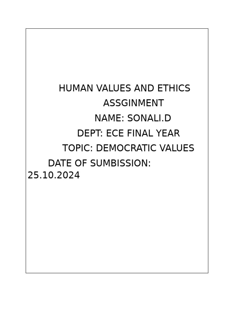 Democratic Values in Ethics | PDF