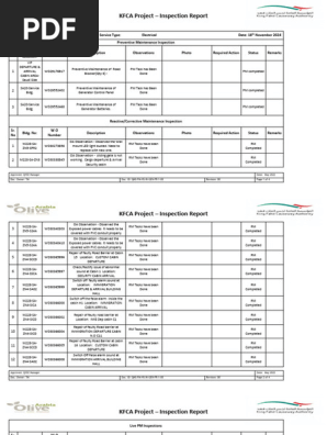Electrical Inspection Report SA Side 18th November 2024