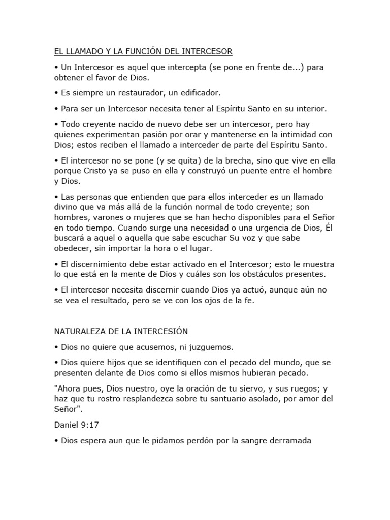 Funciones y Llamado del Intercesor | PDF | Intercesión | Oración