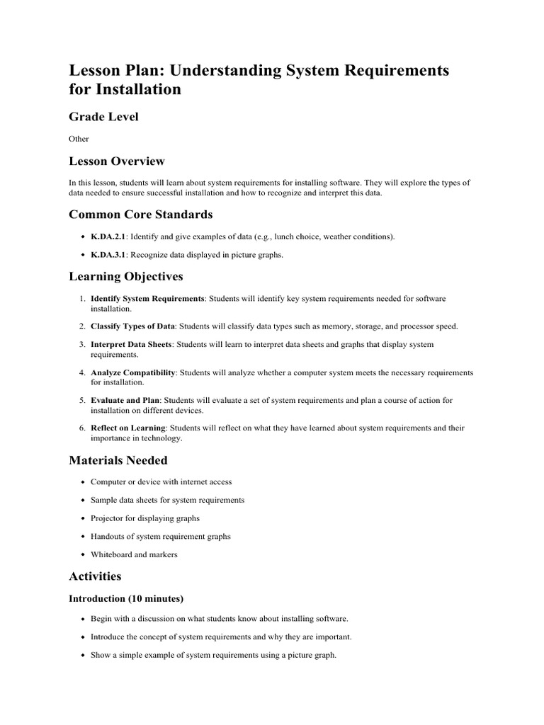 System Requirements for Software Installation | PDF | Data | Computer ...