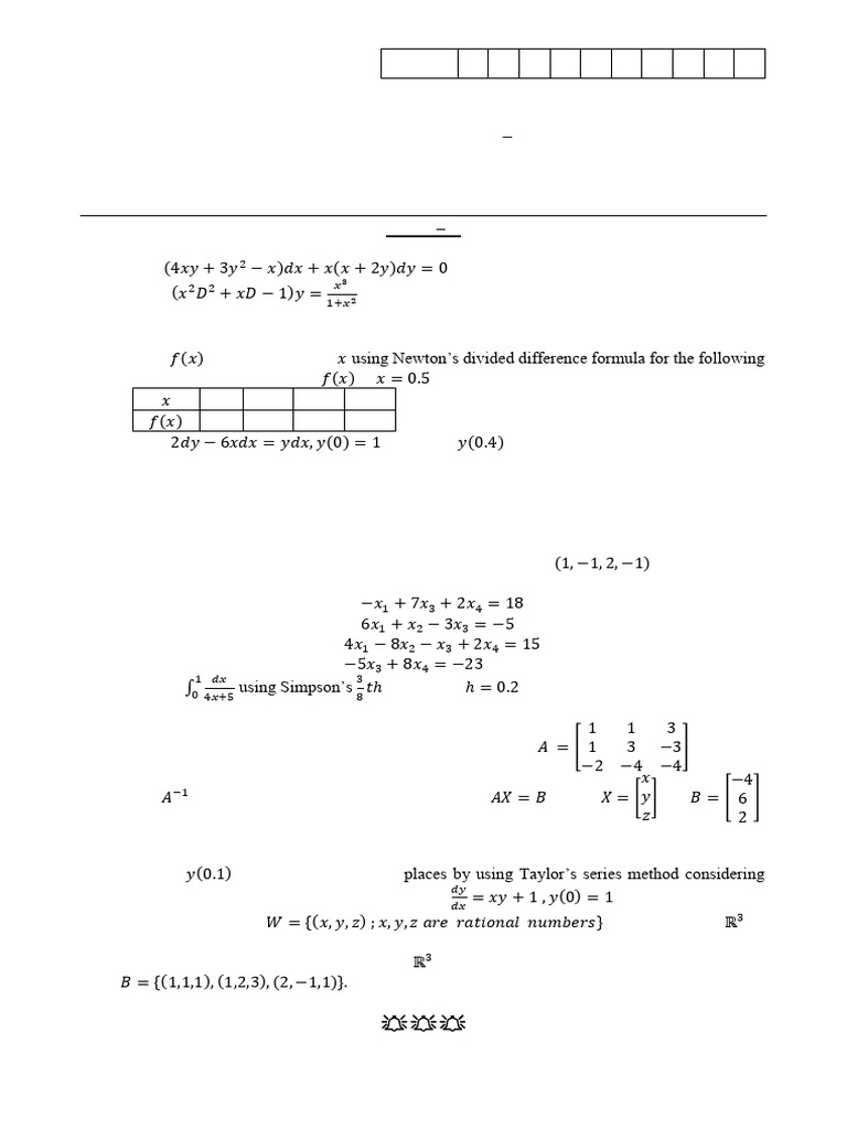 MATH (Chem Cycle) Endsem Paper 2022 Sem 1 | PDF | Linear Subspace ...