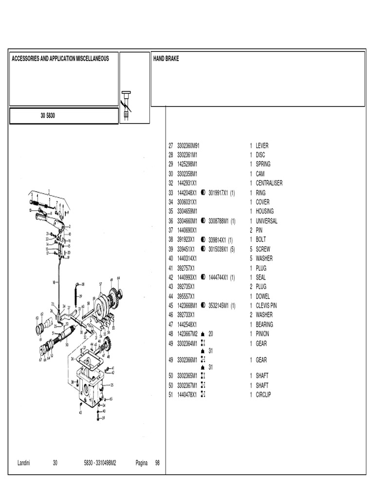 Landini 5830 Parts Catalog Overview | PDF | Screw | Steering