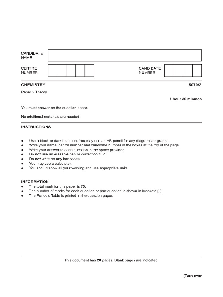 Chemistry Paper 2 Theory Instructions | PDF | Oxide | Sodium Hydroxide