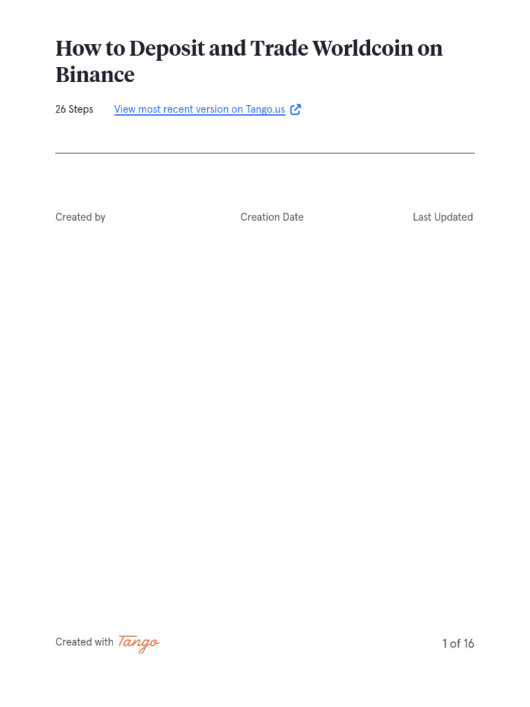 How To Deposit and Trade Worldcoin On Binance | PDF | Business | Computers