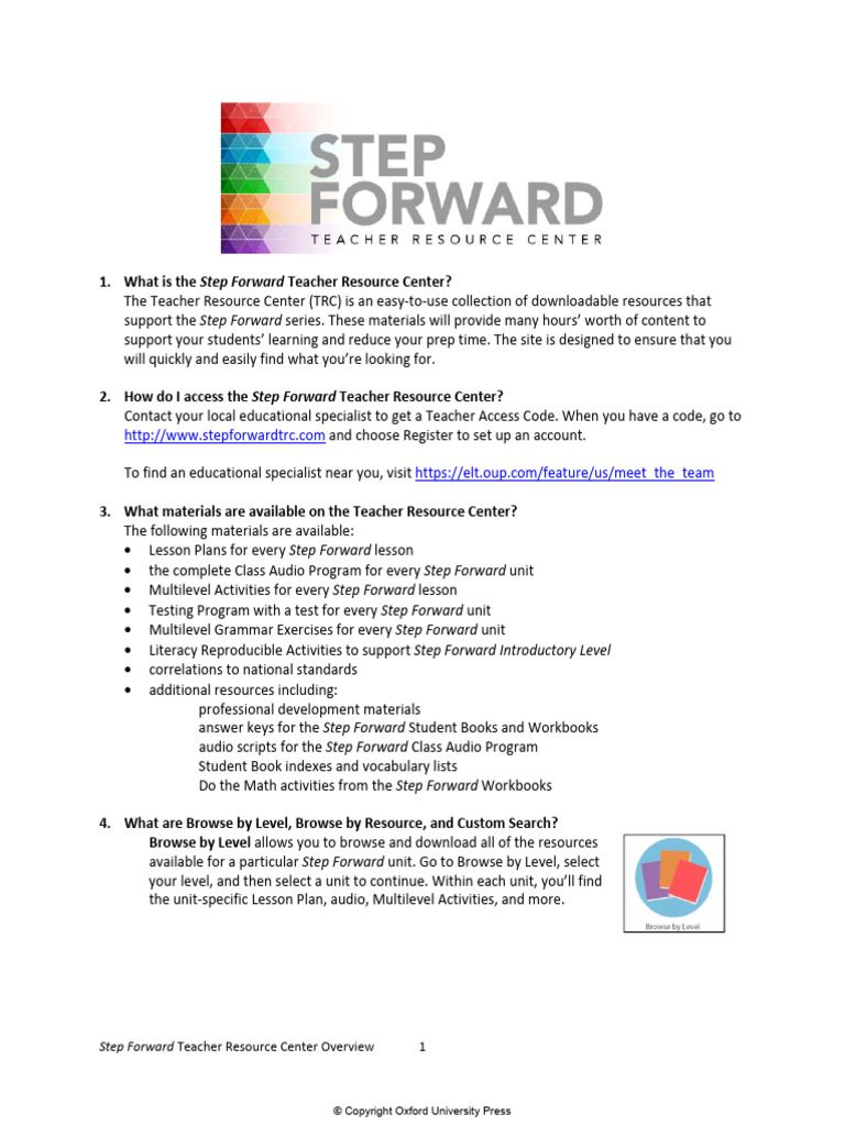 Step Forward Teacher Resource Center Guide | PDF | Software | Computing