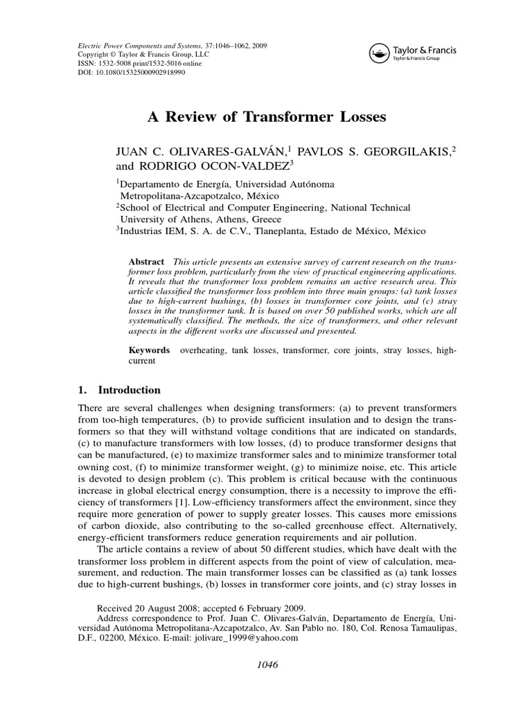 A Review of Transformer Losses | PDF | Transformer | Magnetic Field