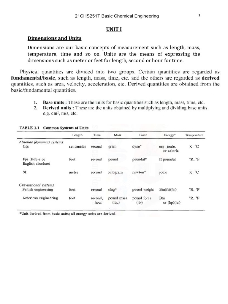 Measurement Units in Chemical Engineering | PDF | Teaching Methods ...
