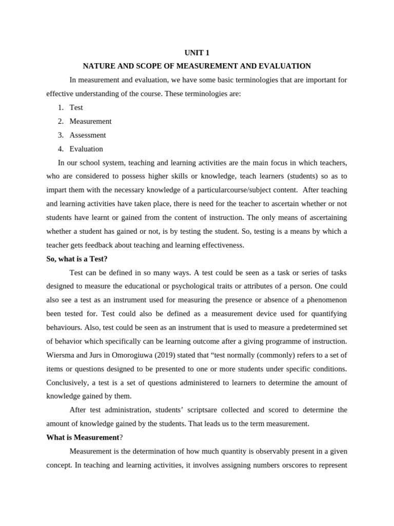 Edu411 Unit 1 | PDF | Educational Assessment | Evaluation