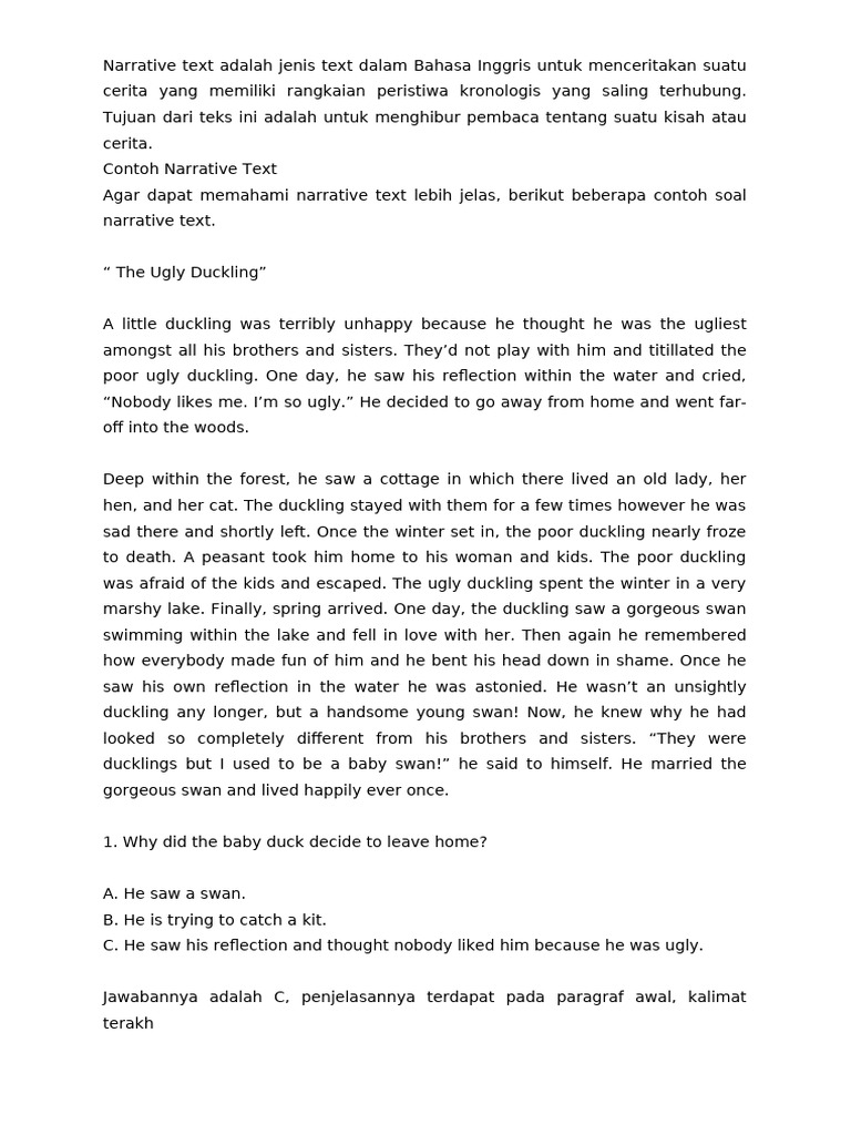 Narrative Text Adalah Jenis Text Dalam Bahasa Inggris Untuk