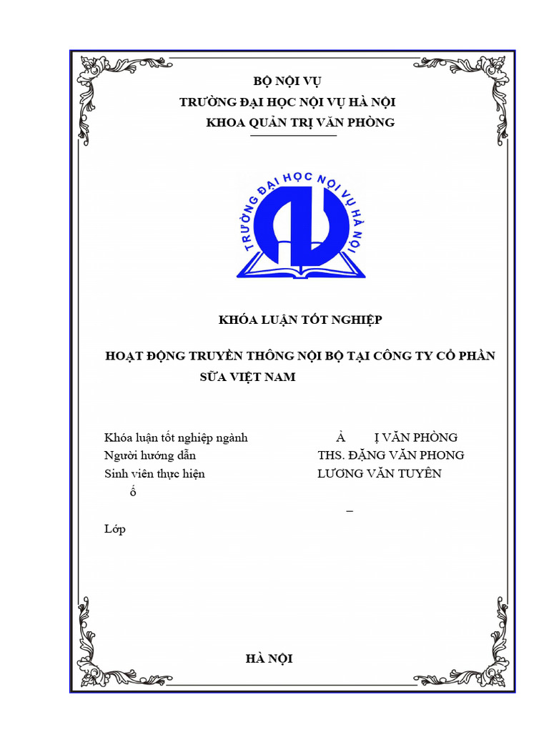 (123doc) Hoat Dong Truyen Thong Noi Bo Tai Cong Ty Co Phan Sua Viet Nam ...