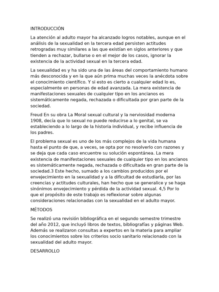 Sexualidad en el Adulto Mayor: Mitos y Realidades | PDF | Vejez | La ...