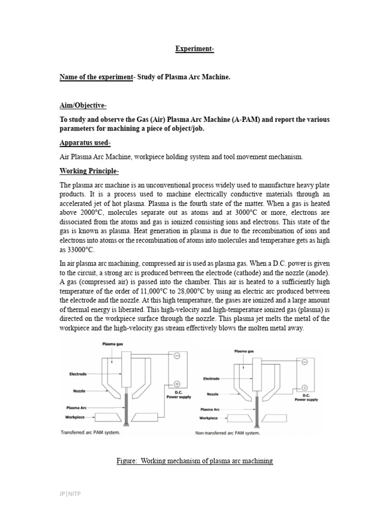 Experiment Pdf Electric Arc Plasma Physics