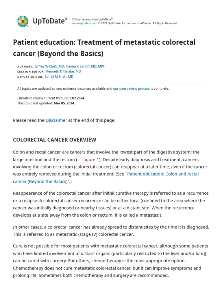 Patient Education - Treatment of Metastatic Colorectal Cancer (Beyond ...