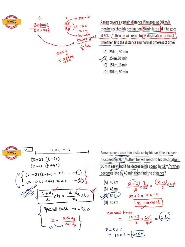 Part 02 Time Speed and Distance 23 NOV 2022 Maths by Deependra Sir | PDF