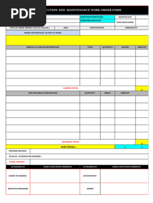 MAINTENANCE WORK ORDER FORM updated