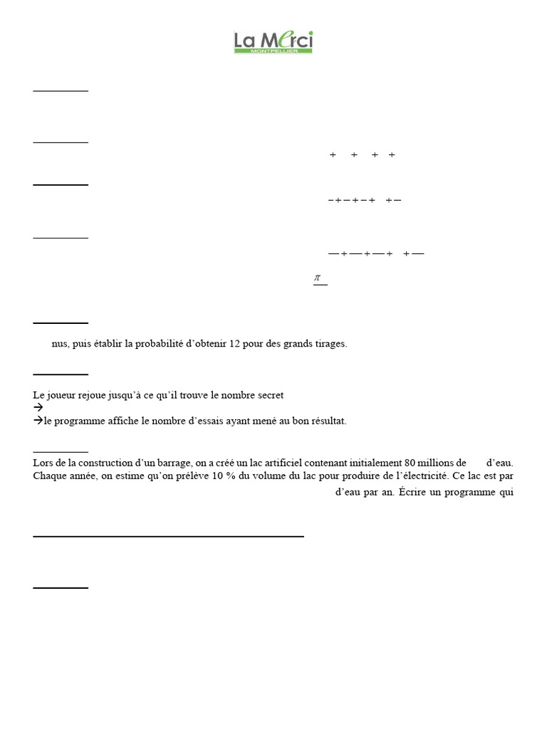 Exercices Python sur les boucles | PDF | Dé | Lac